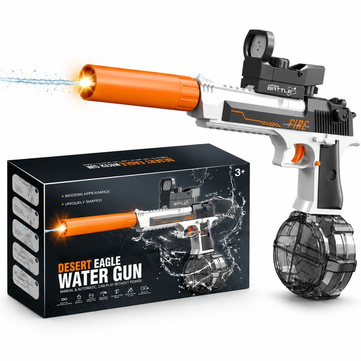 Elektrická vodní pistole DESERT EAGLE – světelné efekty, dostřel 8–10 m, 425 ml zásobník