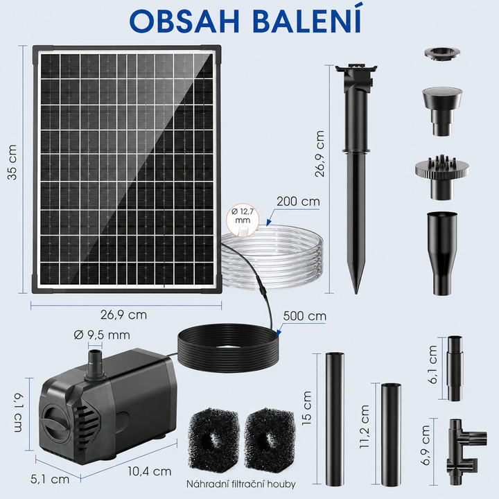 Solární jezírkový filtr s čerpadlem FA201 - 20 W panel, průtok 875 l/h, biologická filtrace