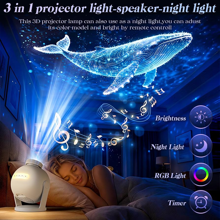 Nanxin Dynamický 3D projektor galaxie SK19 – 60 video scén, Bluetooth reproduktor a dálkové ovládání