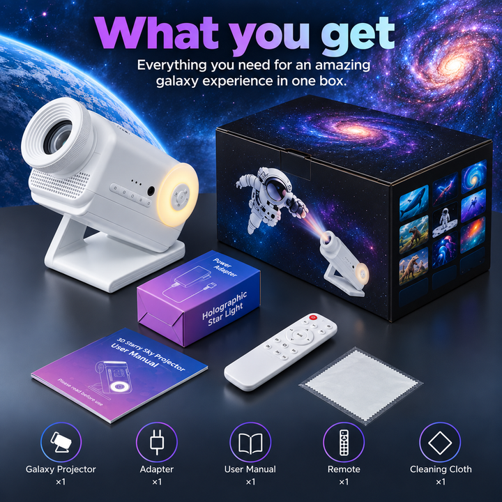 Holographic 3D Projector - 60 Dynamic Scenes, Bluetooth Speaker, Remote Control, Night Light