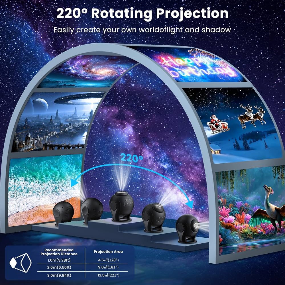 Bolong Dynamic Galaxy Projector BL‑VP03 – 100 built-in scenes, sound and remote control