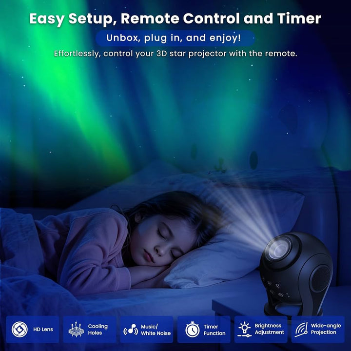 Bolong Dynamic Galaxy Projector BL‑VP03 – 100 built-in scenes, sound and remote control