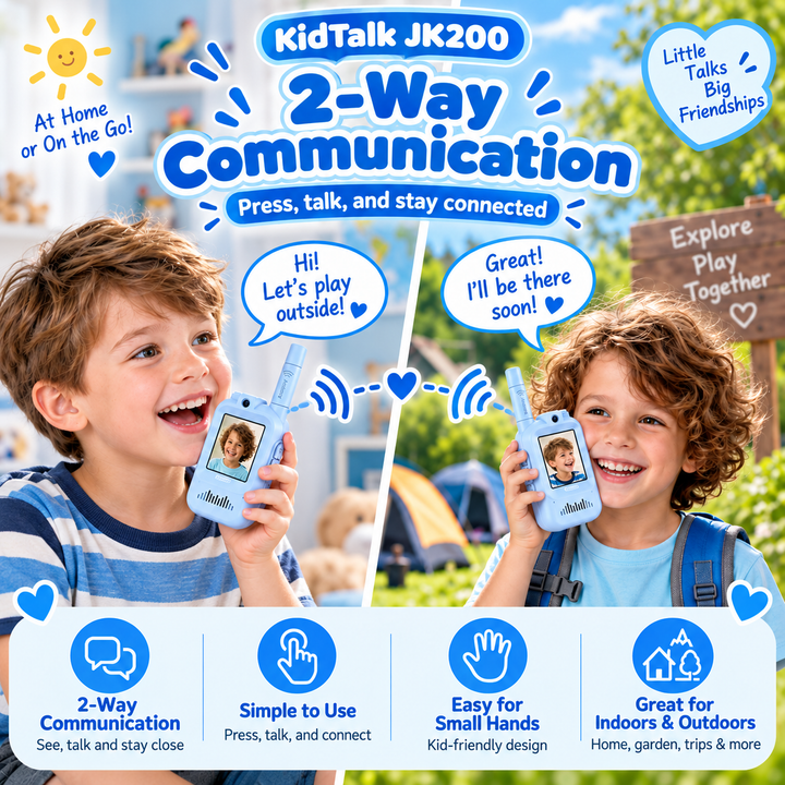 KidTalk Dětské video vysílačky s kamerou, displejem a dobíjecí baterií, modrá/modrá