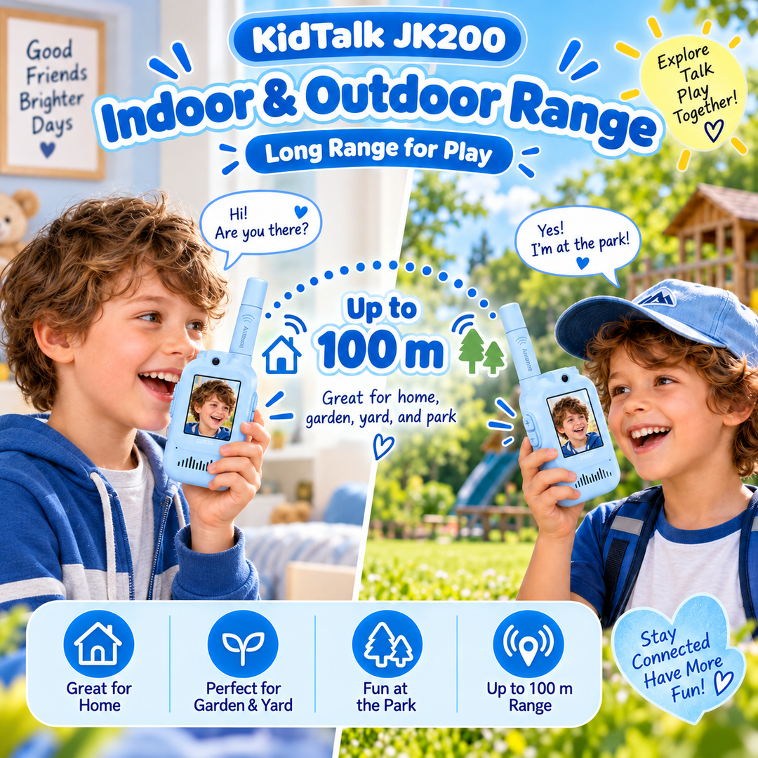 KidTalk Dětské video vysílačky s kamerou, displejem a dobíjecí baterií, modrá/modrá