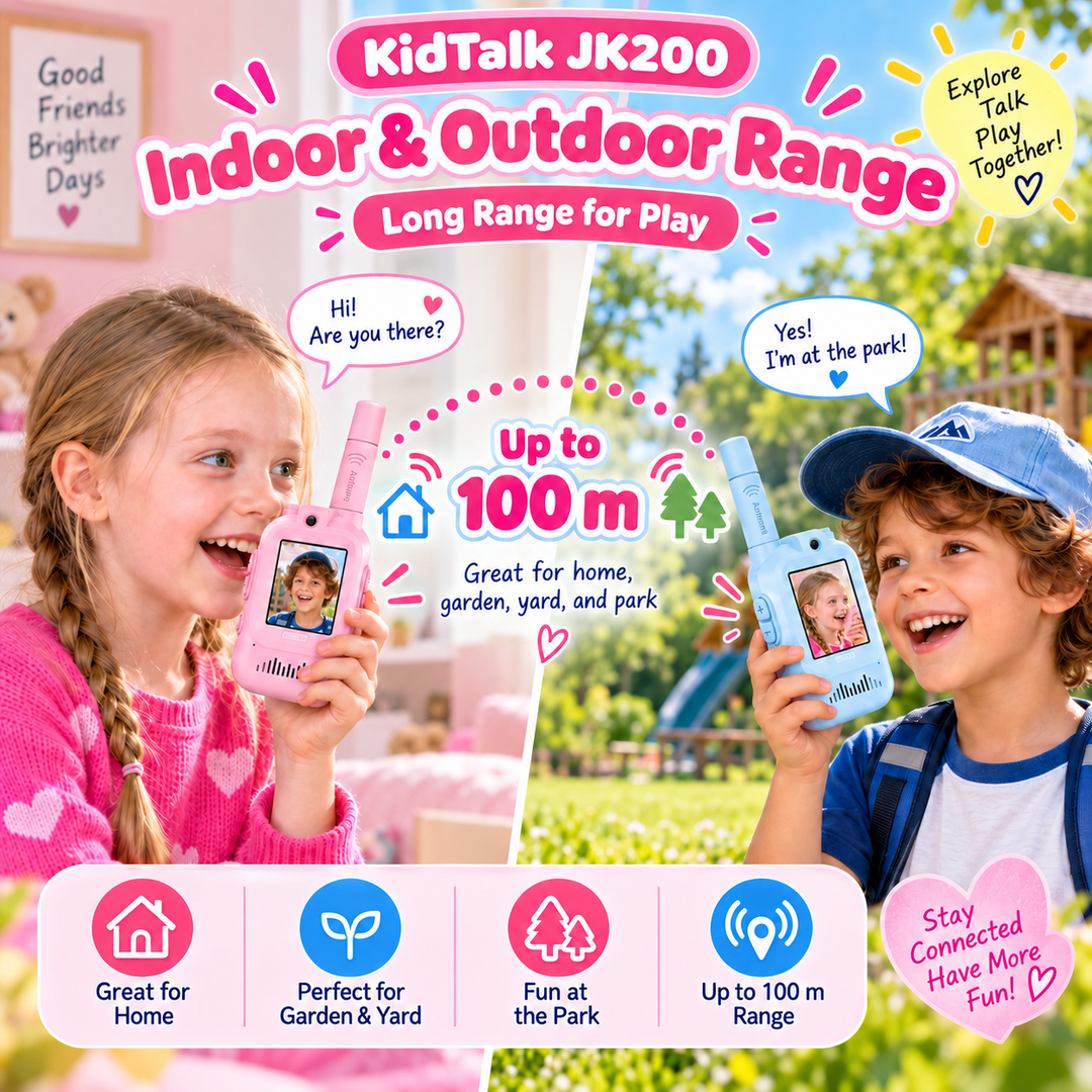 KidTalk Dětské video vysílačky s kamerou, displejem a dobíjecí baterií, růžová/modrá