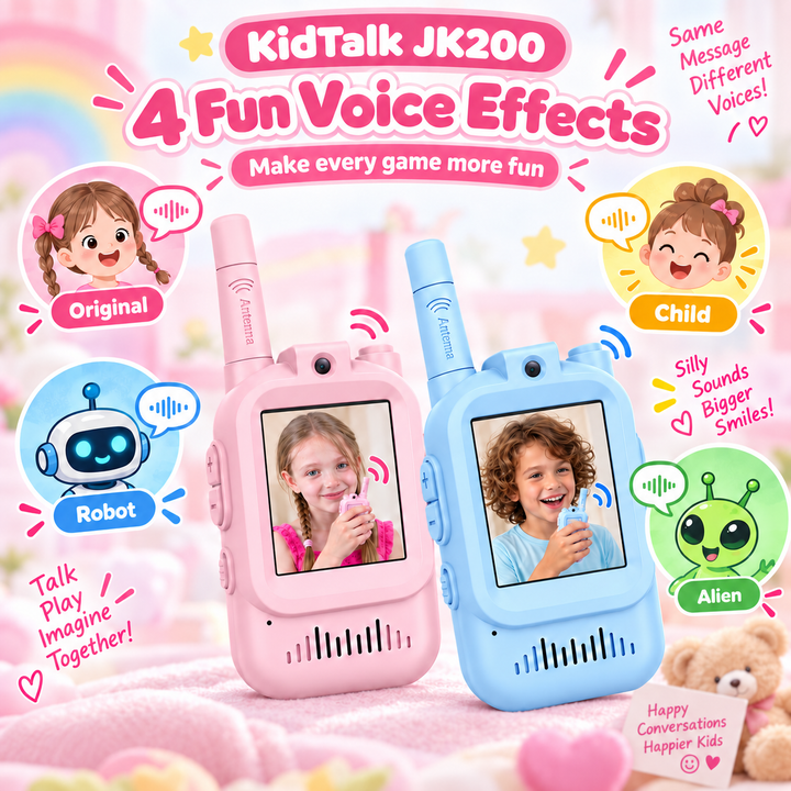 KidTalk Dětské video vysílačky s kamerou, displejem a dobíjecí baterií, růžová/modrá