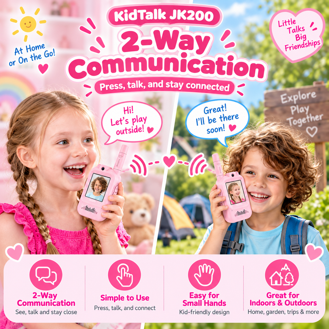 KidTalk Dětské video vysílačky s kamerou, displejem a dobíjecí baterií, růžová/růžová