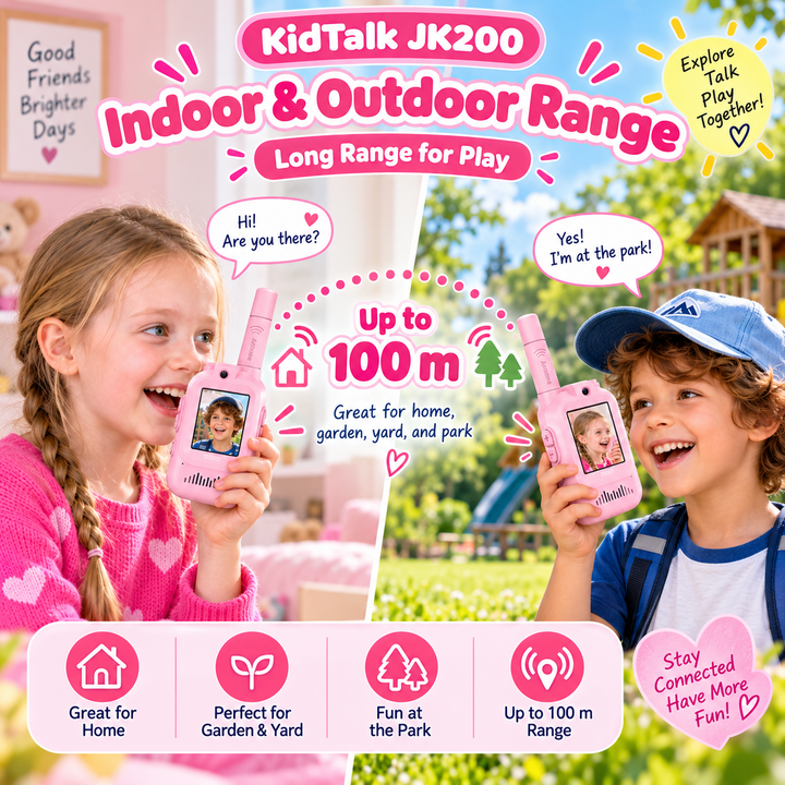 KidTalk Dětské video vysílačky s kamerou, displejem a dobíjecí baterií, růžová/růžová