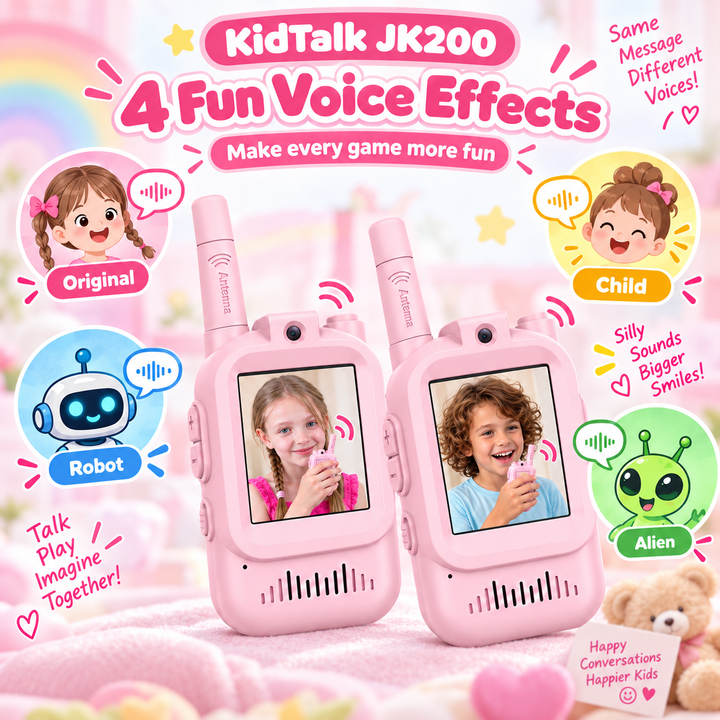 KidTalk Dětské video vysílačky s kamerou, displejem a dobíjecí baterií, růžová/růžová