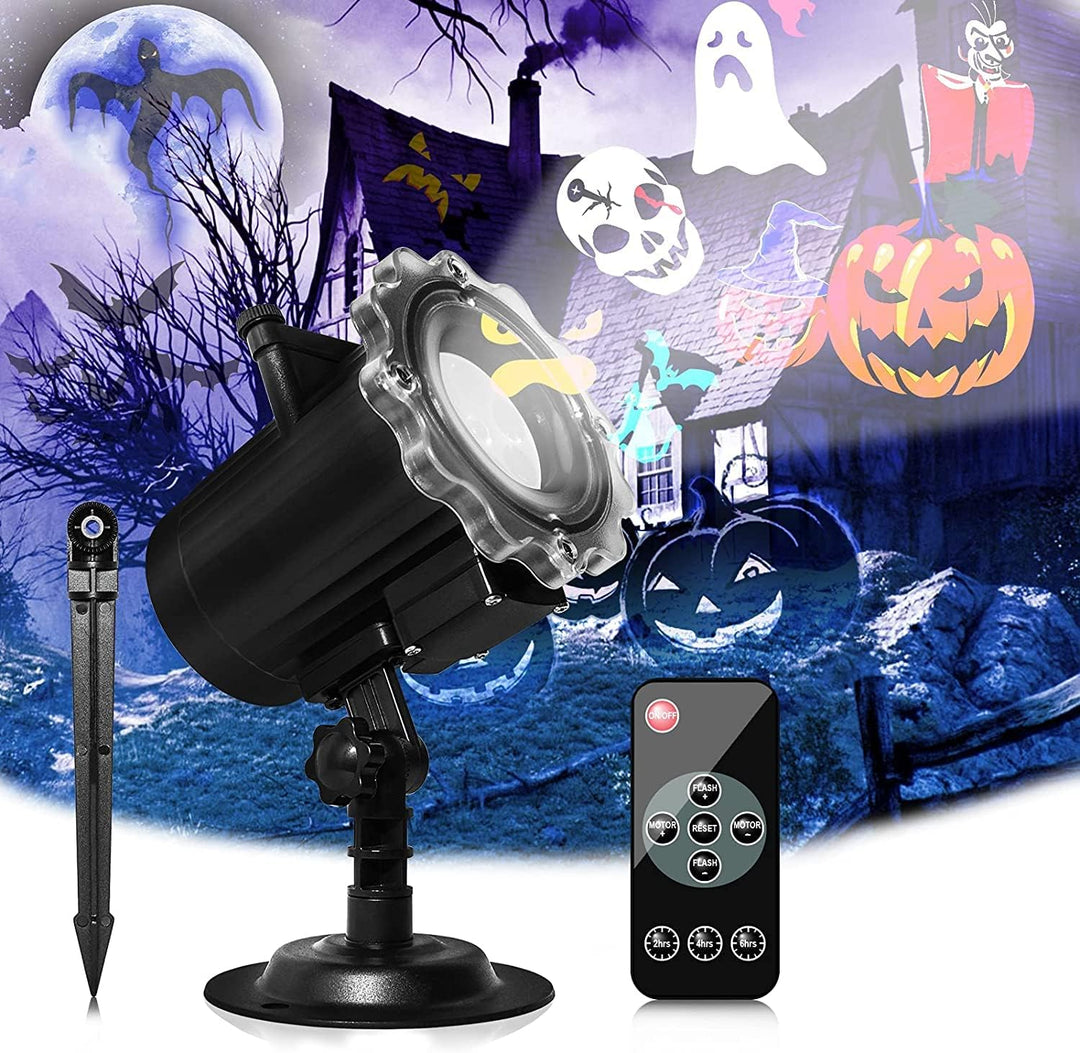 MOSSNDAR Projektor pro Halloween a Vánoce – LED světelný projektor s 16 HD diapozitivy a dálkovým ovládáním