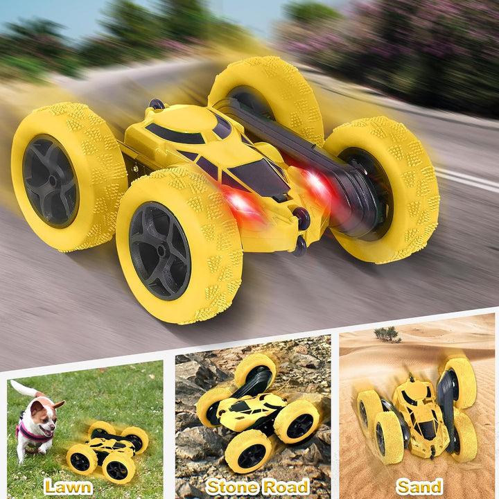 MidiVix RC kaskadérské auto – oboustranné 4WD auto na dálkové ovládání s 360° rotací, žlutá