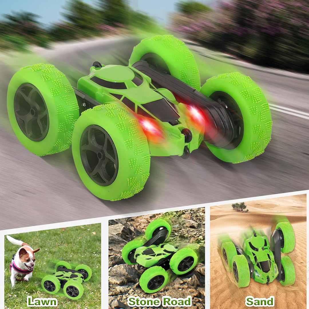 MidiVix RC kaskadérské auto – oboustranné 4WD auto na dálkové ovládání s 360° rotací, zelená