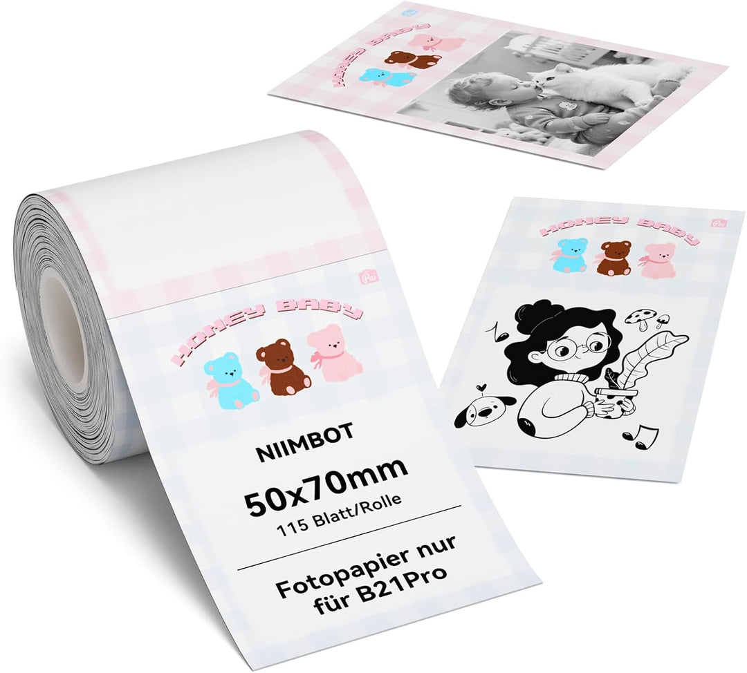 NIIMBOT Foto papír – samolepicí štítky pro B21 Pro, medvídci