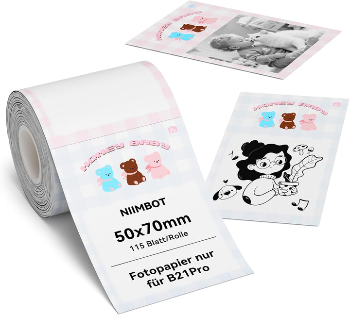 NIIMBOT Foto papír – samolepicí štítky pro B21 Pro, medvídci