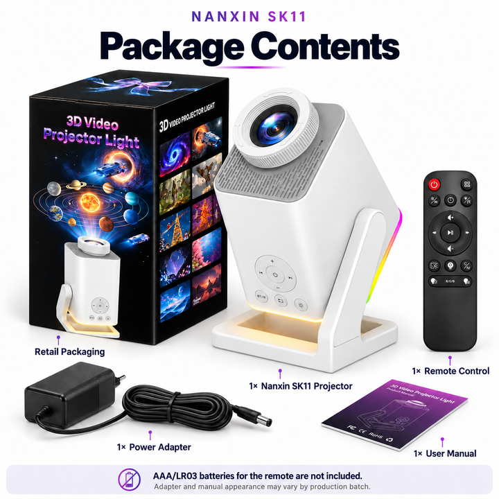 Nanxin dynamic 3D galaxy projector SK11 – 60 scenes, RGB light and Bluetooth speaker