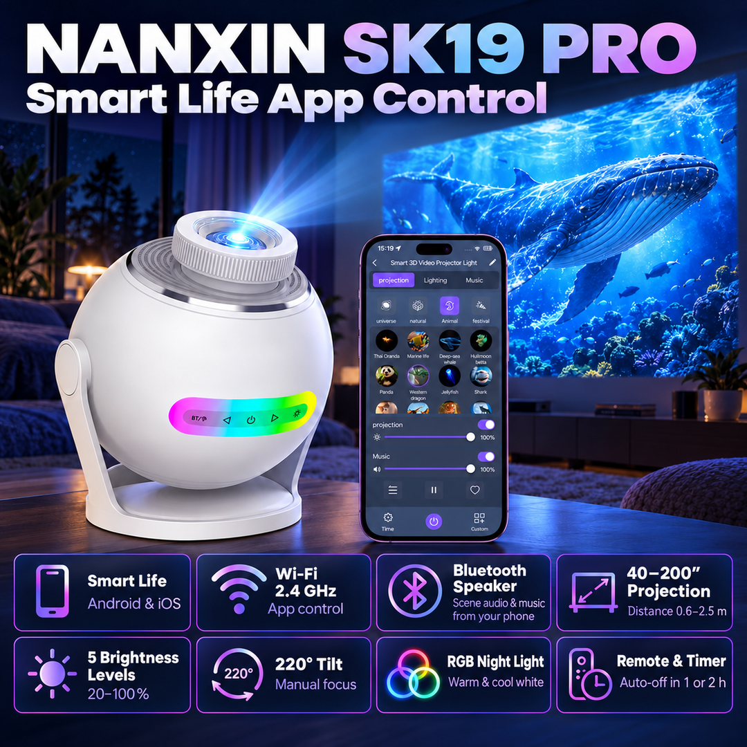 Nanxin SK19 PRO – dynamický projektor galaxie s aplikací Smart Life