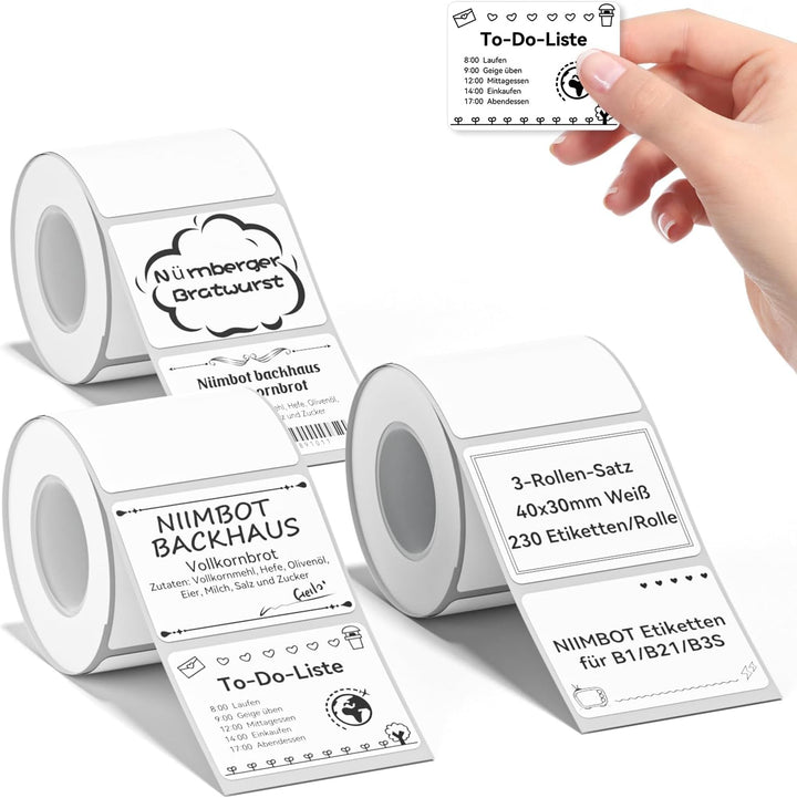 Niimbot náhradní samolepící štítky pro tiskárny B21, B21S, B1, B3S, 40 x 30 mm, 230 ks/role, 3ks role