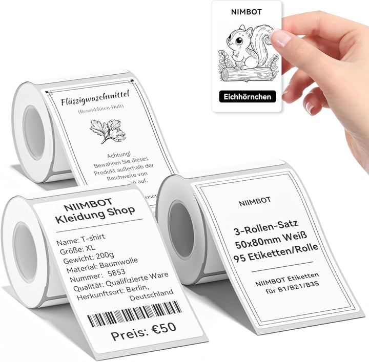 Niimbot náhradní samolepící štítky pro tiskárny B21, B21S, B1, B3S, 50 x 80 mm, 95 ks/role, multipack