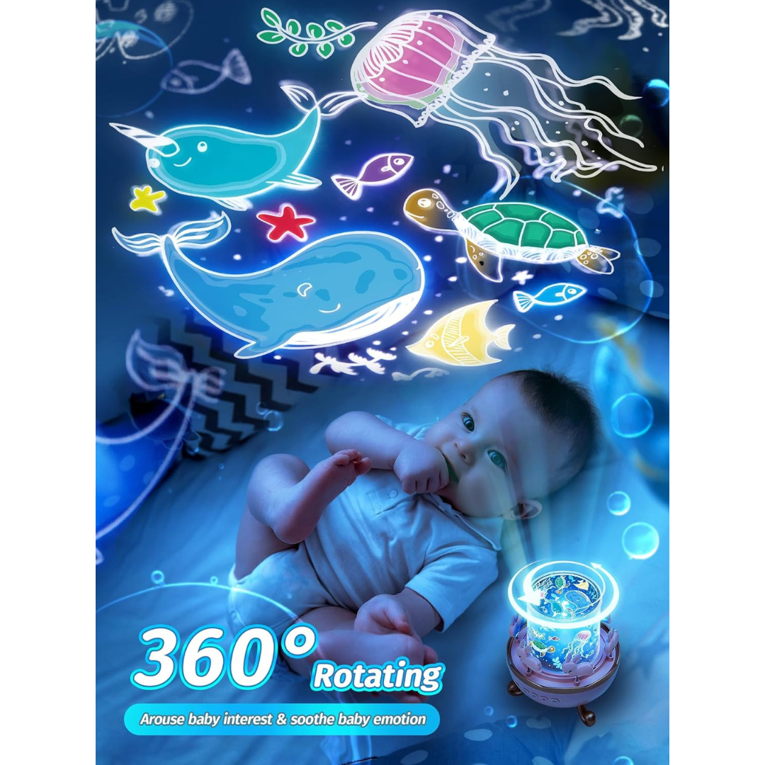 Carousel night sky projector with unicorn and little mermaid projection | A gift for girls