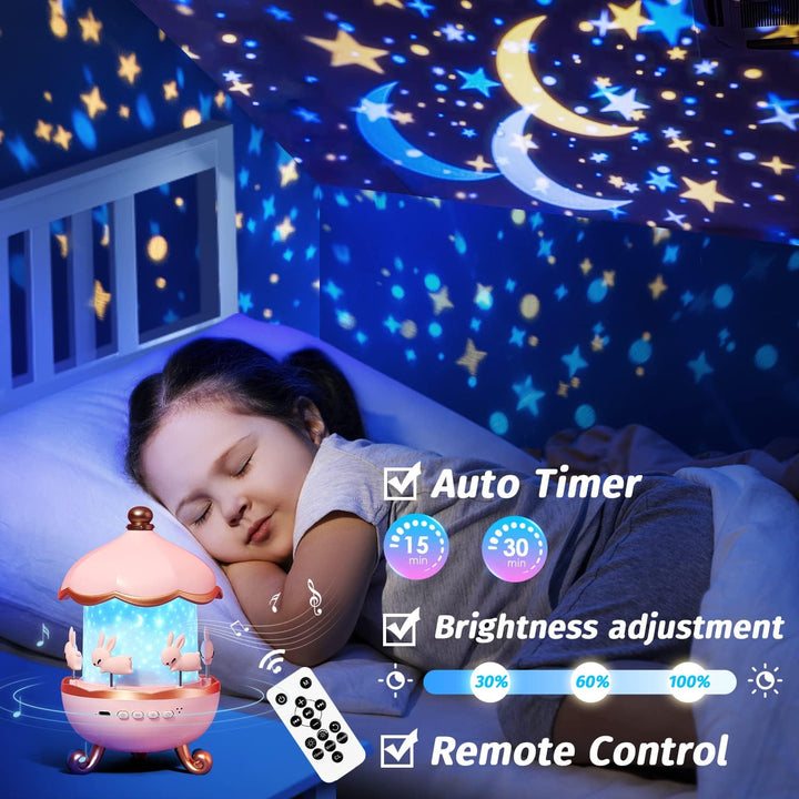 Carousel night sky projector with unicorn and little mermaid projection | A gift for girls