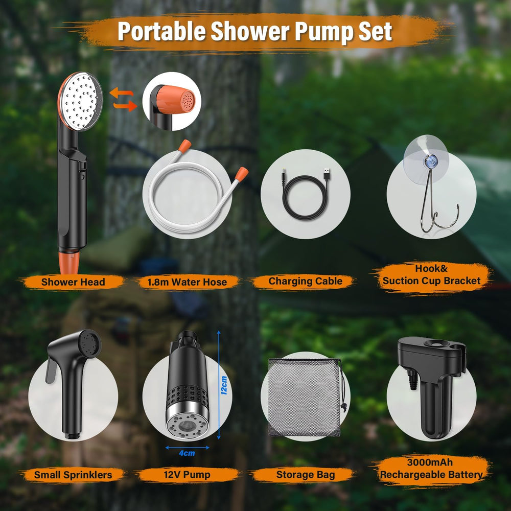 Rsaoty Přenosná kempingová sprcha 3000 mAh