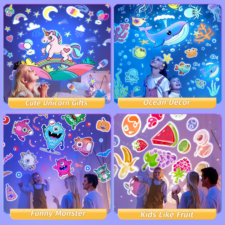 Carousel night sky projector with unicorn and little mermaid projection | A gift for girls