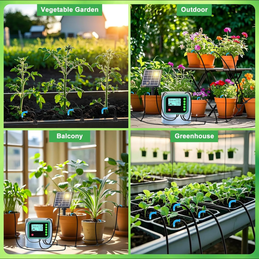 Solární zavlažovací systém IC018 – automatická kapková závlaha s LCD až pro 15 rostlin