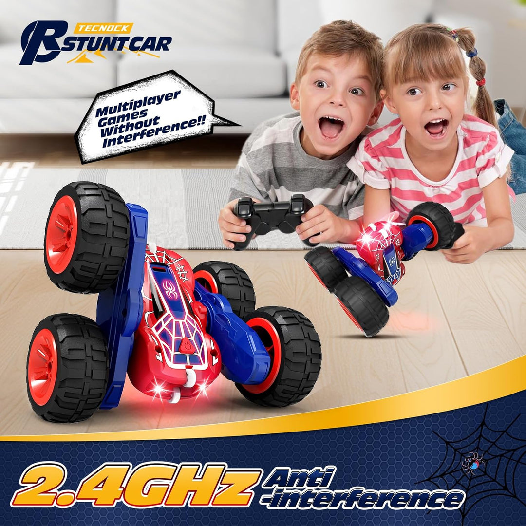 Tecnock RC Kaskadérské auto s 360° otočkami a LED světly, červená