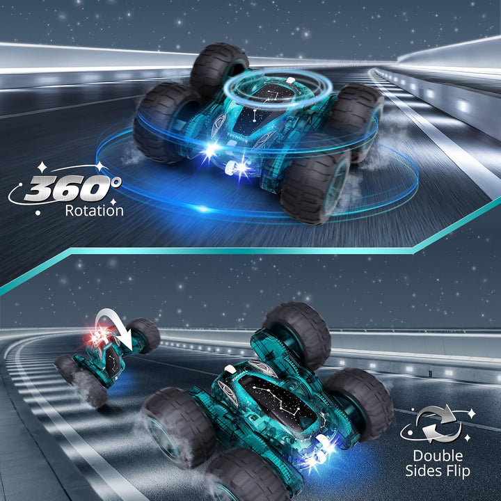 Tecnock RC Kaskadérské auto s 360° otočkami a LED světly, zelená