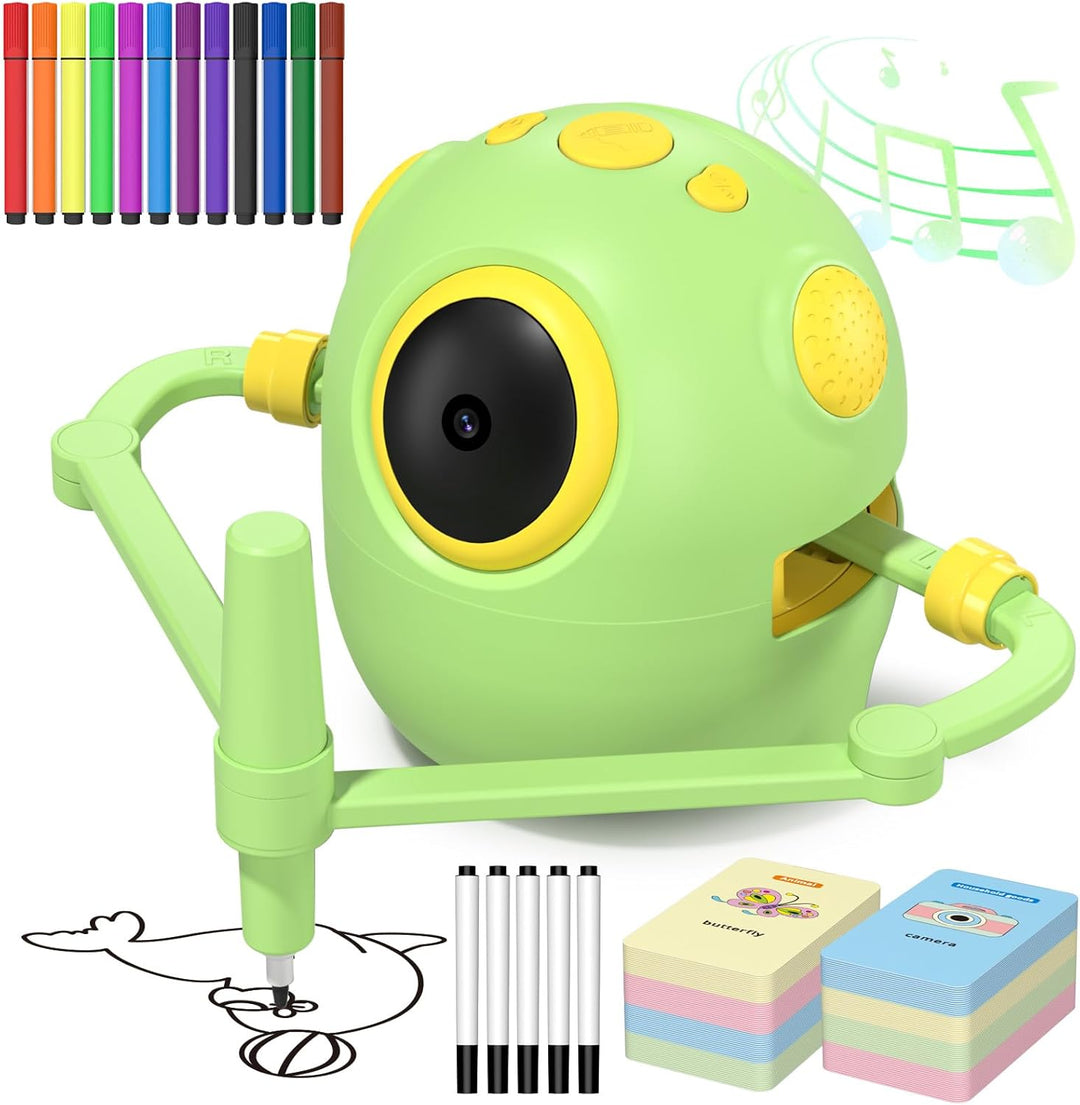 Thinkaroo Kreslící a vzdělávací robot pro děti, 150 karet, růžová variantová, zelená variantová