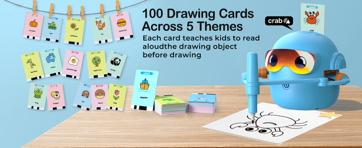 Thinkaroo Kreslící robot pro děti – interaktivní výuková hračka s hudbou a 100 kartami, modrá