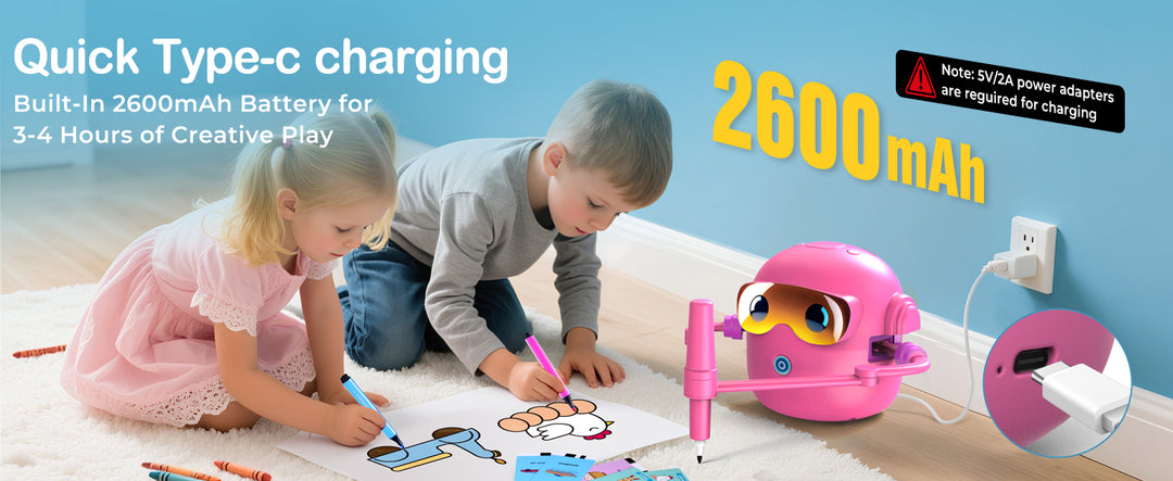 Thinkaroo Kreslící robot pro děti – interaktivní výuková hračka s hudbou a 100 kartami, růžová