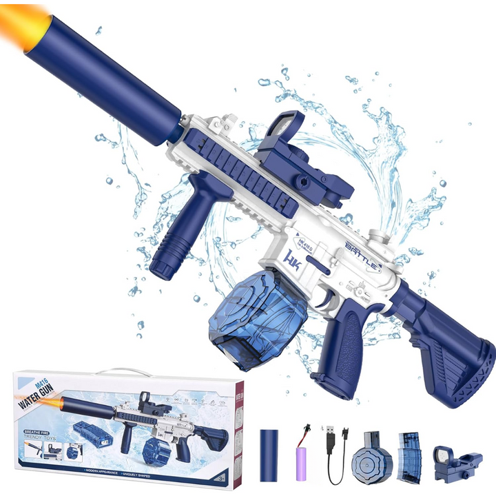 M416 Elektrická vodní pistole | 10m dostřel, 2 zásobníky, automatické střílení