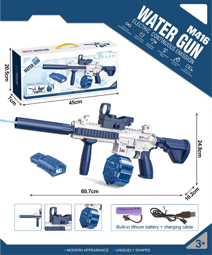 M416 Electric Water Pistol | 10m range, 2 magazines, automatic firing