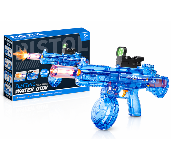 Electric water pistol M416 - light effects, range 8-10 m, 170 ml magazine, 500 mAh battery
