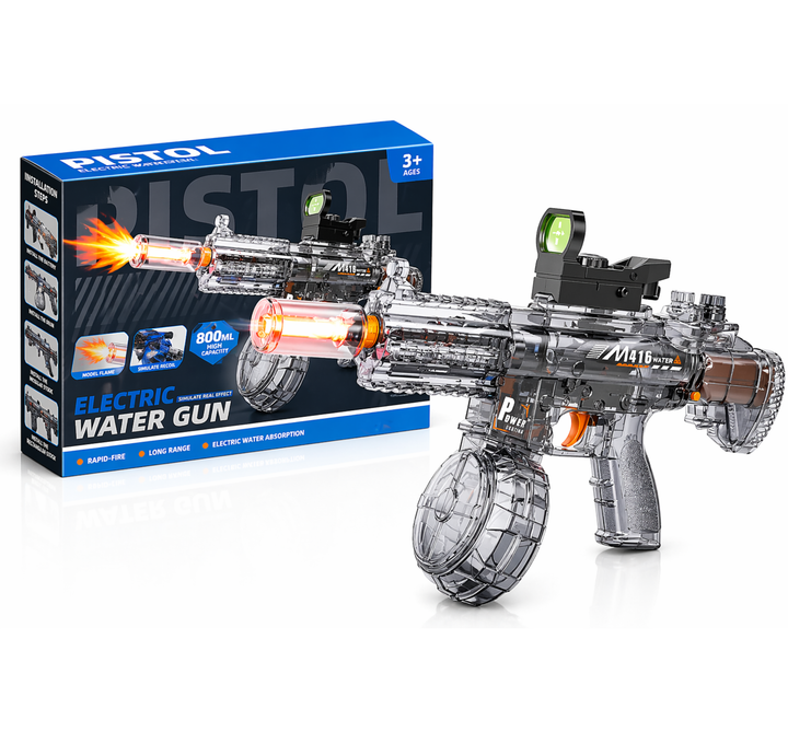 Electric water pistol M416 - light effects, range 8-10 m, 170 ml magazine, 500 mAh battery