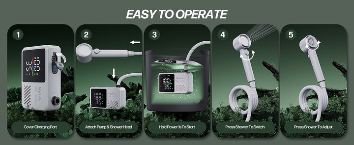 Mytrix Portable Camping Shower – High Water Pressure 10 l/min, 7800 mAh, and 4 Spray Modes