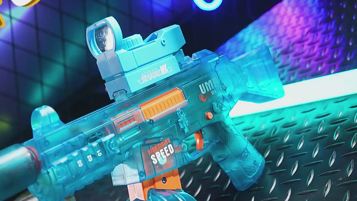 BATTLE Elektrická vodní pistole UMP45 – světelné efekty, dostřel 8–10 m, 350 ml zásobník, 500 mAh baterie